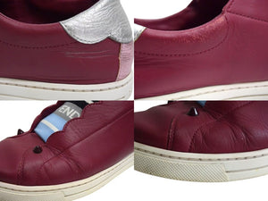 FENDI Elastic Band Sneakers Slip-on Leather Wine Red Size 37 8E6592 Good Used 4c074996
