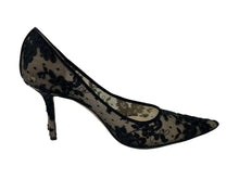 Load image into Gallery viewer, JIMMY CHOO ジミーチュウ LOVE85 レースパンプス ハイヒール レース レザー ブラック ベージュ サイズ37 1/2 美品 中古 4c075010