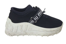 Load image into Gallery viewer, MIUMIU ミュウミュウ スニーカー 靴 厚底 レースアップ イタリア製 ブラック ホワイト サイズ36 1/2 美品 中古 4c075025