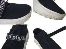 Load image into Gallery viewer, MIUMIU ミュウミュウ スニーカー 靴 厚底 レースアップ イタリア製 ブラック ホワイト サイズ36 1/2 美品 中古 4c075025