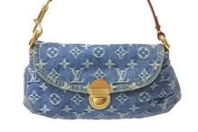 Load image into Gallery viewer, LOUIS VUITTON ルイヴィトン ミニプリーティ ハンドバッグ M95050 モノグラムデニム レザー ブルー 美品 中古 4c075070