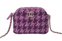 Load image into Gallery viewer, 極美品 CHANEL シャネル ツイード ミニチェーンショルダー バック ココマーク パープル HC4C5KU9 中古 4c075075