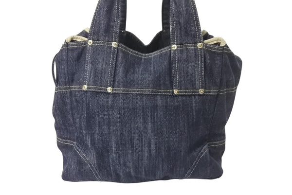 CHANEL Sparkling Denim Handbag No. 10 A31985 Coco Mark Indigo Blue Gold Hardware Good Condition Used 4c075076