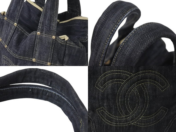 CHANEL Sparkling Denim Handbag No. 10 A31985 Coco Mark Indigo Blue Gold Hardware Good Condition Used 4c075076