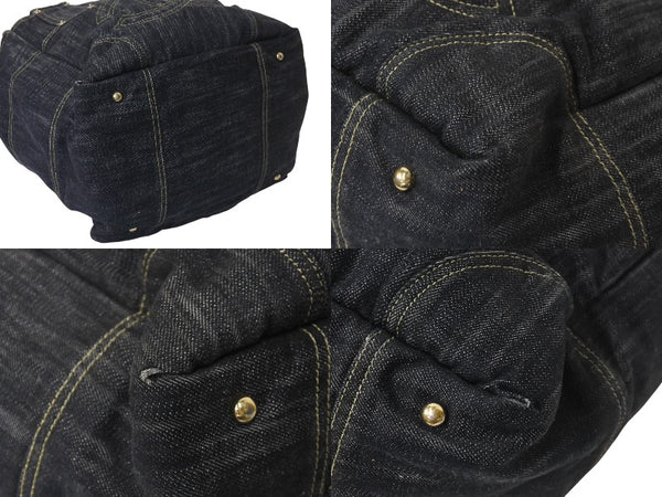 CHANEL Sparkling Denim Handbag No. 10 A31985 Coco Mark Indigo Blue Gold Hardware Good Condition Used 4c075076