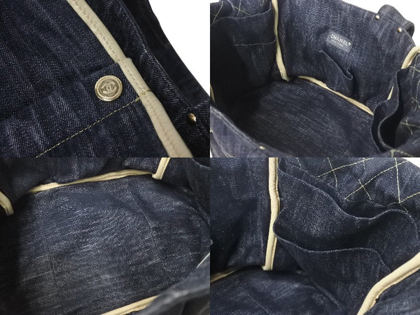 CHANEL Sparkling Denim Handbag No. 10 A31985 Coco Mark Indigo Blue Gold Hardware Good Condition Used 4c075076