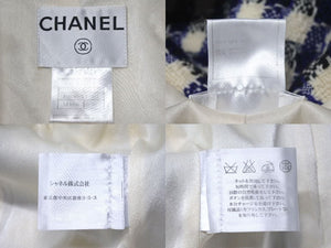 CHANEL Duffle coat P29308V19352 Size 38 Here mark Hooded Plaid pattern Blue Black White Good condition Used 4c075094