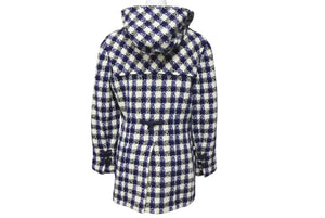 CHANEL Duffle coat P29308V19352 Size 38 Here mark Hooded Plaid pattern Blue Black White Good condition Used 4c075094