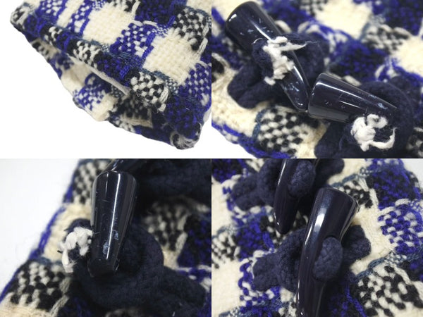 CHANEL Duffle coat P29308V19352 Size 38 Here mark Hooded Plaid pattern Blue Black White Good condition Used 4c075094