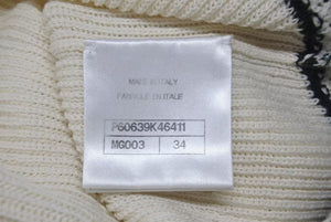 Very Good Condition CHANEL Childen Knit Sweater P60639K46411 Size 34 Here Mark V Neck Beige Black Used 4c075095