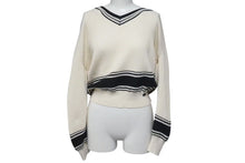 画像をギャラリービューアに読み込む, 極美品 CHANEL シャネル チルデンニット セーター P60639K46411 サイズ34 ココマーク Vネック ベージュ ブラック 中古 4c075095