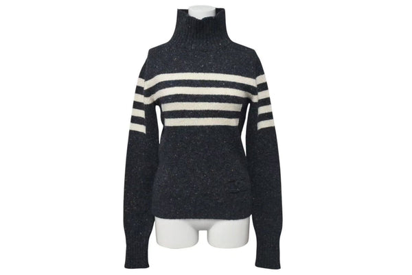 CHANEL Knit long sleeve tops P33784K00923 Size 34 Here mark High neck Charcoal gray Wool Cashmere Good condition Used 4c075096
