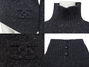 CHANEL Knit long sleeve tops P33784K00923 Size 34 Here mark High neck Charcoal gray Wool Cashmere Good condition Used 4c075096