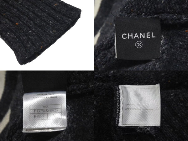 CHANEL Knit long sleeve tops P33784K00923 Size 34 Here mark High neck Charcoal gray Wool Cashmere Good condition Used 4c075096