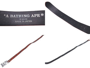 A BATHING APE アベイシングエイプ BAPE ベイプ ベルト レザー レッド ライトストーン シルバー金具 美品 中古 4c075101