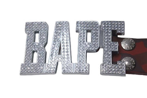 A BATHING APE アベイシングエイプ BAPE ベイプ ベルト レザー レッド ライトストーン シルバー金具 美品 中古 4c075101