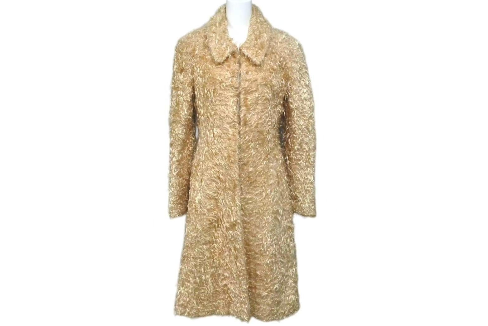 極美品 CHANEL シャネル 00A シャギー コート ベージュ ナイロン