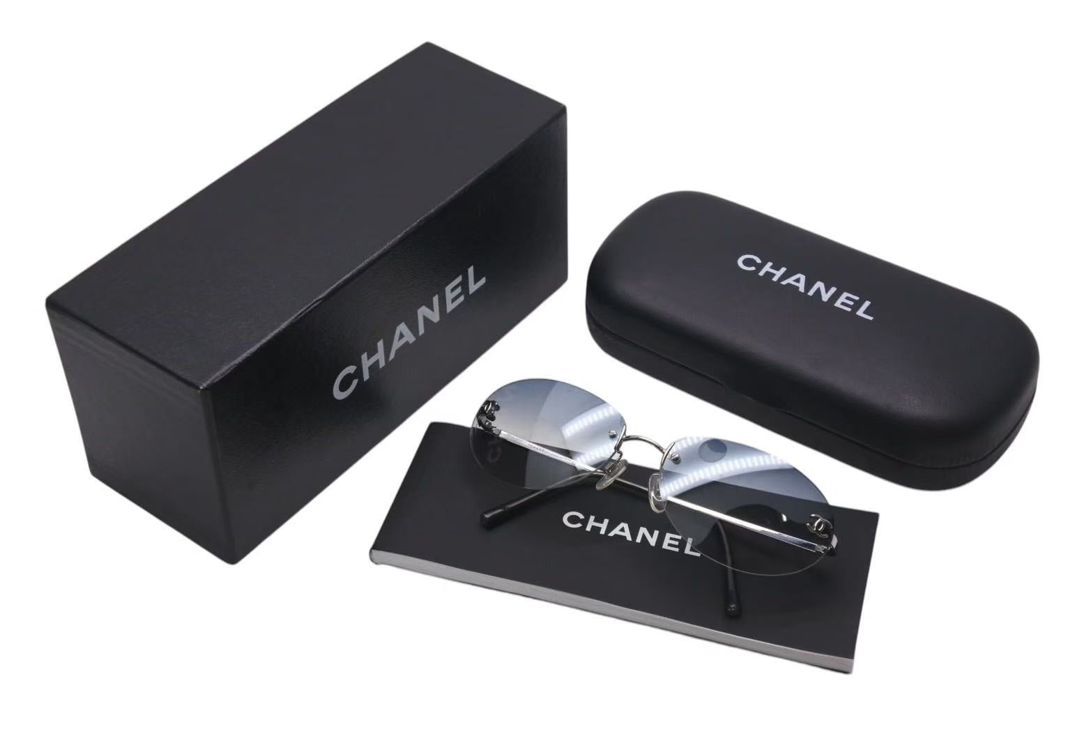 極美品 CHANEL シャネル 4013 リムレス サングラス ブルー 【公式通販】