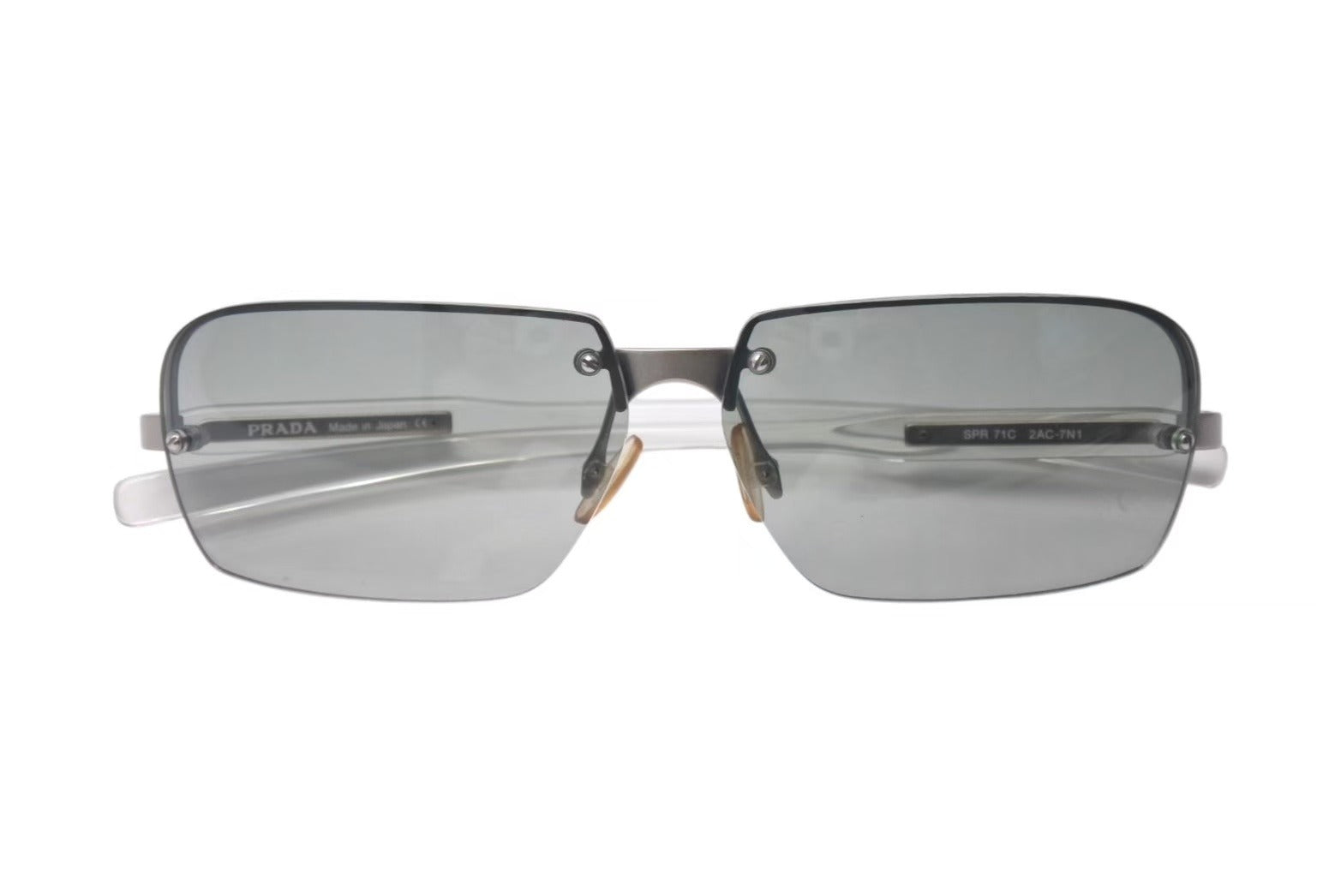 極美品 PRADA プラダ サングラス SPR 71C 2AC-7N1 クリア シルバー