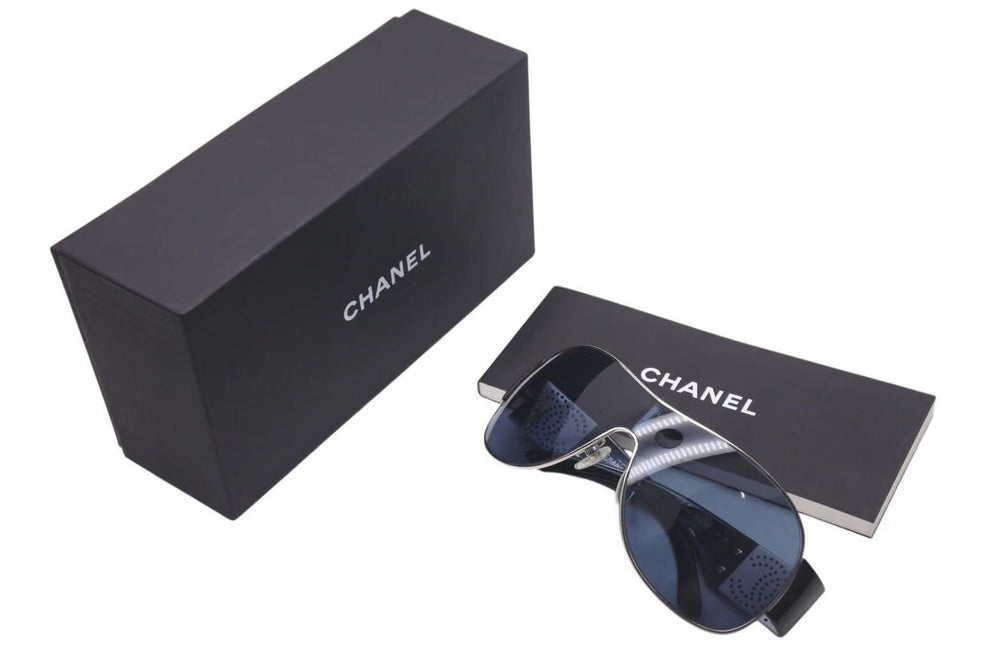 CHANEL Pilot Sunglasses 4154 c.127/87 Size 120 Coco Mark Punching Logo Black Good Condition Used 4c075131