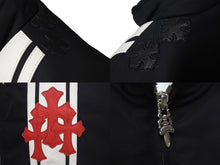 画像をギャラリービューアに読み込む, 極美品 CHROME HEARTS クロムハーツ ナイロンジャケット サイズM クロスパッチ ブラック レザー 裏起毛 中古 4c075136