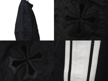 画像をギャラリービューアに読み込む, 極美品 CHROME HEARTS クロムハーツ ナイロンジャケット サイズM クロスパッチ ブラック レザー 裏起毛 中古 4c075136