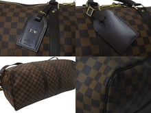 画像をギャラリービューアに読み込む, LOUIS VUITTON ルイヴィトン キーポル バンドリエール55 ボストンバッグ N41414 ダミエエベヌ ブラウン ゴールド金具 美品 中古 4c075146