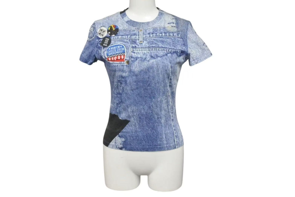 Christian Dior Short sleeve T-shirt 1A12055021 Size 38 Denim all over print Galliano period Good used 4c075147