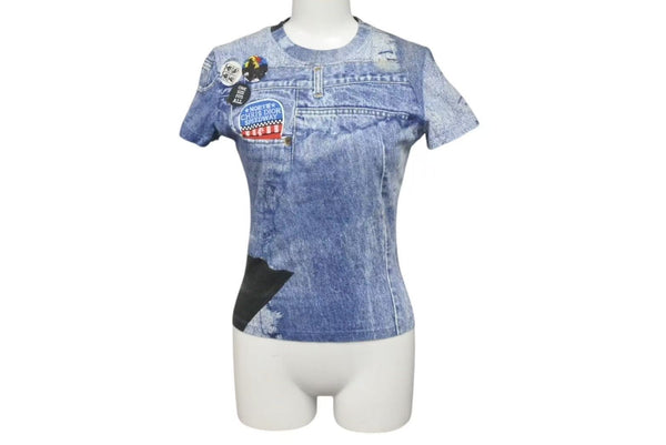 Christian Dior Short sleeve T-shirt 1A12055021 Size 38 Denim all over print Galliano period Good used 4c075147