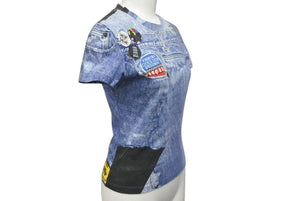 Christian Dior Short sleeve T-shirt 1A12055021 Size 38 Denim all over print Galliano period Good used 4c075147