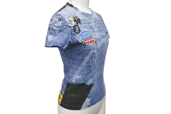 Christian Dior Short sleeve T-shirt 1A12055021 Size 38 Denim all over print Galliano period Good used 4c075147