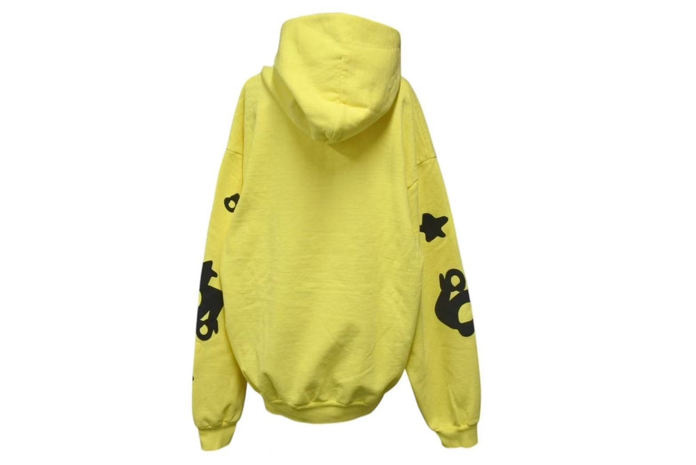 新品未使用 SP5DER スパイダー Beluga Hoodie ベルーガ フーディー パーカー サイズXL プリント イエロー 中古 4c075163