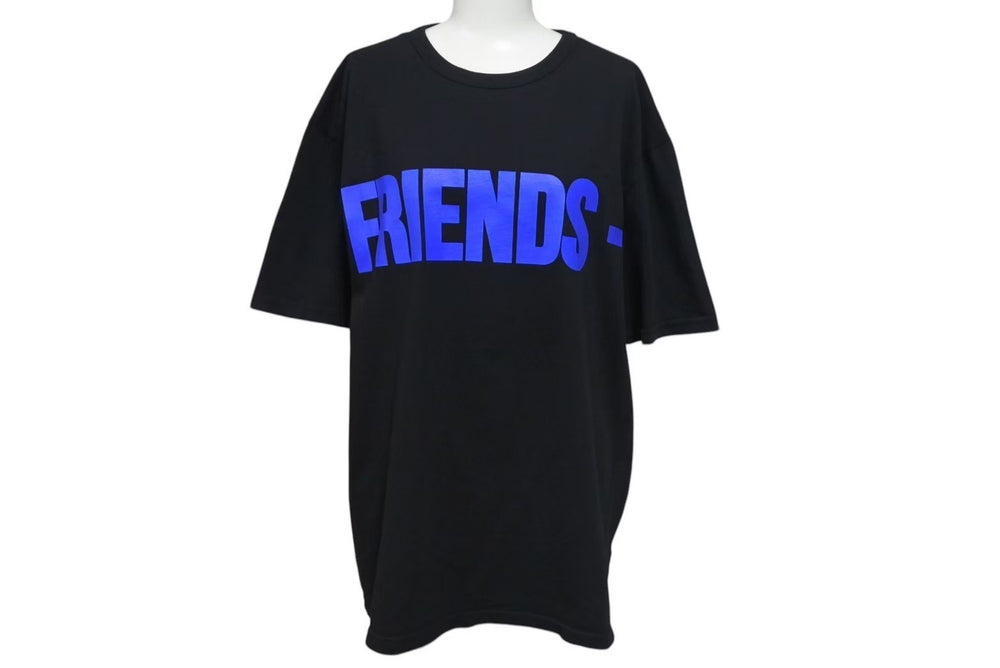 新品未使用 VLONE ヴィーロン FRIENDS フレンズ ロゴ 半袖Tシャツ トップス コットン ブラック ブルー サイズS 中古 4c075171