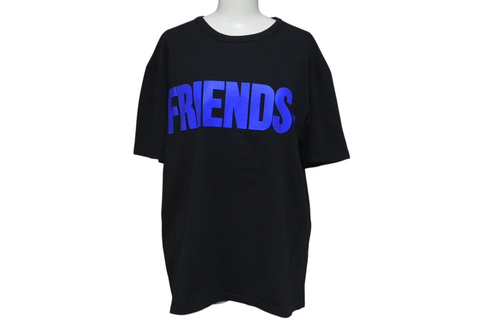 新品未使用 VLONE ヴィーロン FRIENDS フレンズ ロゴ 半袖Tシャツ トップス コットン ブラック ブルー サイズS 中古 4c075172