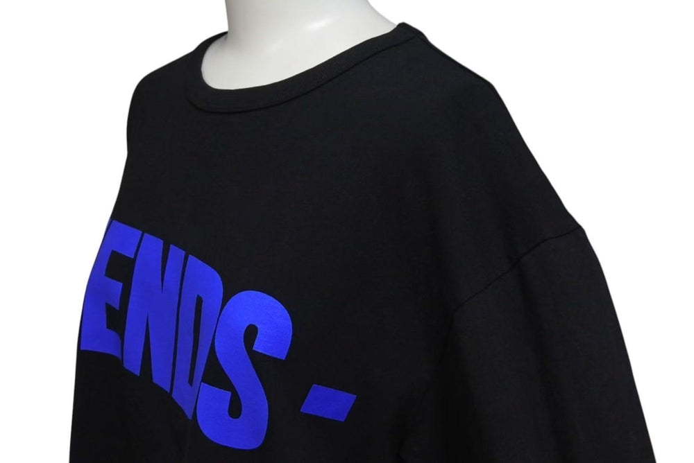 新品未使用 VLONE ヴィーロン FRIENDS フレンズ ロゴ 半袖Tシャツ トップス コットン ブラック ブルー サイズS 中古 4c075172