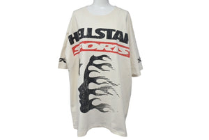 新品未使用 HELLSTAR ヘルスター スポーツ ファミリー プリント 半袖Ｔシャツ アイボリー トップス サイズXL 中古 4c075178