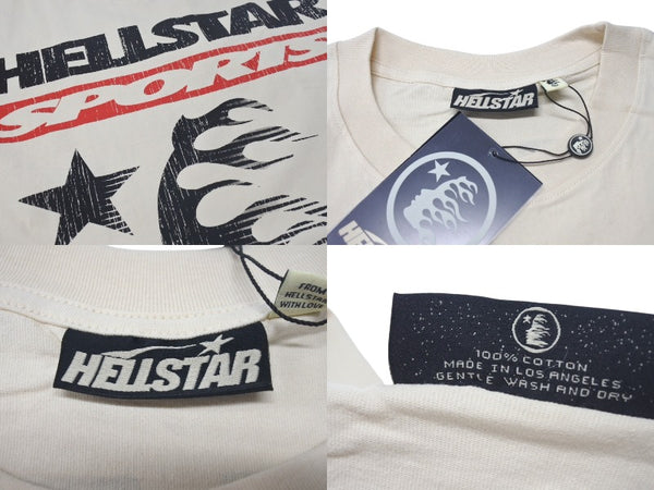 新品未使用 HELLSTAR ヘルスター スポーツ ファミリー プリント 半袖Ｔシャツ アイボリー トップス サイズXL 中古 4c075178