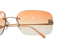 Load image into Gallery viewer, CHANEL シャネル リムレス サングラス 4017-D c.125/56 サイズ62□17 120 ココマーク ラインストーン オレンジ グラデーション 美品 中古 4c075191