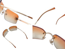 Load image into Gallery viewer, CHANEL シャネル リムレス サングラス 4017-D c.125/56 サイズ62□17 120 ココマーク ラインストーン オレンジ グラデーション 美品 中古 4c075191