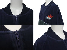 画像をギャラリービューアに読み込む, WU-WEAR ウーウェア ベロアジャージ トラックジャケット 90年代 サイズ M ネイビー グリーン 美品 中古 4c075202