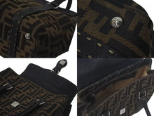 画像をギャラリービューアに読み込む, FENDI フェンディ ズッカ柄 セレリア ハンドバッグ AL 75443 キャンバス ブラック ブラウン シルバー 金具 美品 中古 4c075208