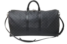 画像をギャラリービューアに読み込む, 極美品 LOUIS VUITTON ルイヴィトン ボストンバッグ キーポル55 ダミエ グラフィット N41413 ブラック シルバー金具 中古 4c075215