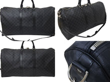 画像をギャラリービューアに読み込む, 極美品 LOUIS VUITTON ルイヴィトン ボストンバッグ キーポル55 ダミエ グラフィット N41413 ブラック シルバー金具 中古 4c075215