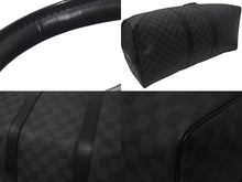 画像をギャラリービューアに読み込む, 極美品 LOUIS VUITTON ルイヴィトン ボストンバッグ キーポル55 ダミエ グラフィット N41413 ブラック シルバー金具 中古 4c075215