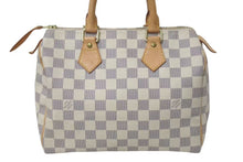 Load image into Gallery viewer, LOUIS VUITTON ルイヴィトン ハンドバッグ スピーディ25 ダミエアズール N41534 ホワイト グレー ゴールド金具 美品 中古 4c075216