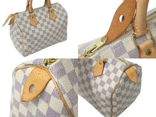 Load image into Gallery viewer, LOUIS VUITTON ルイヴィトン ハンドバッグ スピーディ25 ダミエアズール N41534 ホワイト グレー ゴールド金具 美品 中古 4c075216