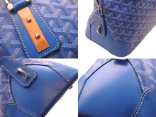 Load image into Gallery viewer, GOYARD ゴヤール ヴァンドーム MM ハンドバッグ ヘリンボーン柄 レザー ブルー シルバー金具 美品 中古 4c075228
