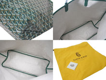 画像をギャラリービューアに読み込む, 新品未使用 GOYARD ゴヤール サンルイPM バッグ トートバッグ STLOUIPMLTY09CL09P PVC レザー ヘリンボーン グリーン 中古 4c075238
