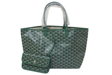 画像をギャラリービューアに読み込む, 新品未使用 GOYARD ゴヤール サンルイPM バッグ トートバッグ STLOUIPMLTY09CL09P PVC レザー ヘリンボーン グリーン 中古 4c075238