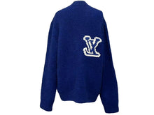 画像をギャラリービューアに読み込む, LOUIS VUITTON ルイヴィトン 20AW LVインタルシア ニット セーター RM202M VSS HJN18W ブルー ホワイト サイズL 美品 中古 4c075246